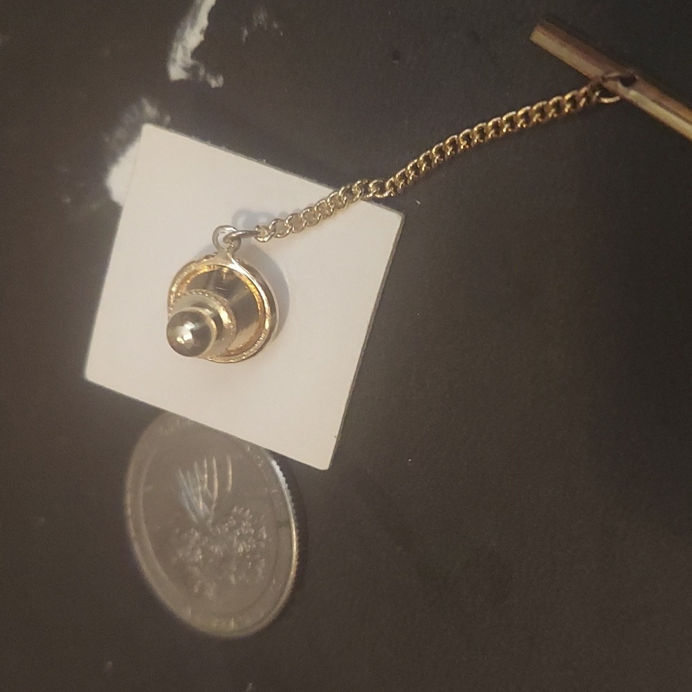 Precious gem set in rolled goal lapel pin - Picture 2 of 2